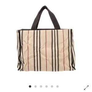 Burberry Beige and Black Striped Satchel